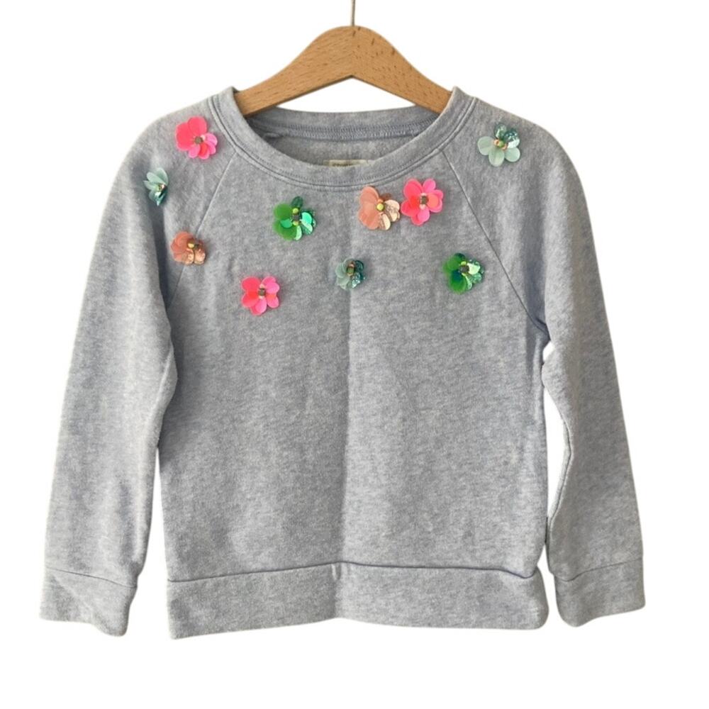 Crewcuts Embellished 3D Flower Sweatshirt - Blue - 4/5